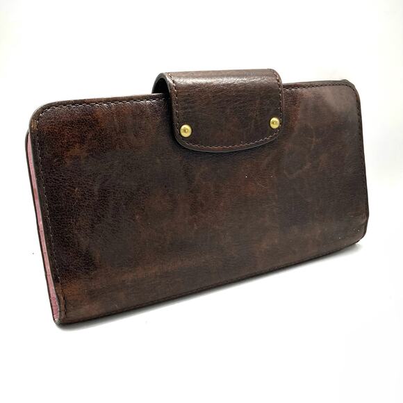 Coach Polished Leather Wallet | Gold Hardware | Blush Brown Bifold Holiday Gift - Picture 3 of 15